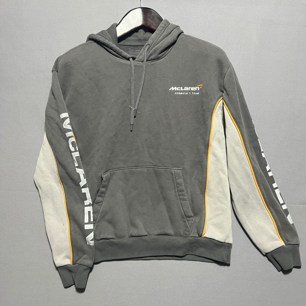 McLaren Formula 1 Team Hoodie Grey Orange Colorblock Racing Sweatshirt Medium